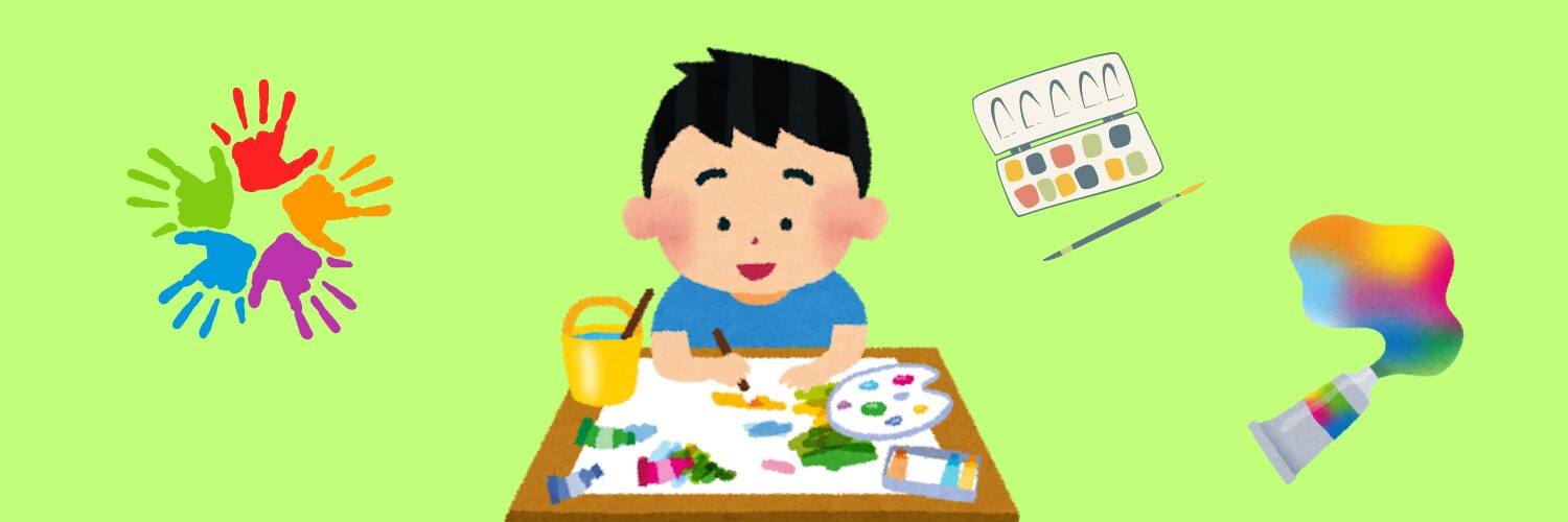 絵の具で絵を描く男の子